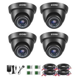 ZOSI Add-On Wired 1080P 2Mp Outdoor Security Camera Kit, 4PCs HD-Tvi Dome Surveillance Camera for HD-Tvi Dvr Surveillance Recorder, 80Ft Night