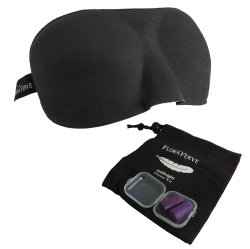FLORAVERVE Sleep Mask, Eye Mask, Soft & Lightweight With Ear Plugs & Pouch (Black)