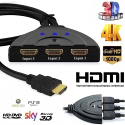 ELECTROX 3 Port HDMI Switcher Adapter Av Switch Selector Converter Splitter Hub HDtv PC