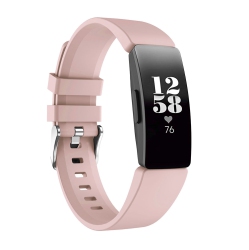 STRAPSCO Silicone Rubber Watch Band Strap for Fitbit Inspire & Inspire Hr - Short-Medium - In Pink