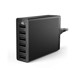 ANKER USB Wall Charger, 60W 6 Port USB Charging Station, Powerport 6 Multi USB Charger for Iphone Xs/max/xr/x/8/7/plus, Ipad