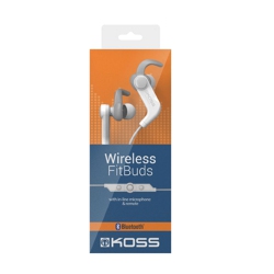 KOSS Bt190I Wireless Bluetooth Earbuds | In-Line Microphone & Touch Controls | Sweat Resistant | Three Cushions Sizes Included (Wh