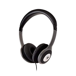 V7 Ha520 Deluxe Stereo Headphones With Volume Control - & Grey In Black