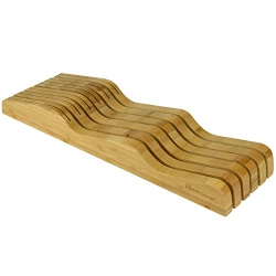 HEIM CONCEPT Organic Organizer, In-Drawer Premium Bamboo Wood Knife Storage Block-Holds Up to 16 Knives