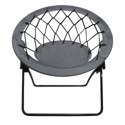 NICER FURNITURE ® Bungee Web Chair (Round ), Lightweight Portable Folding Chair-Grey