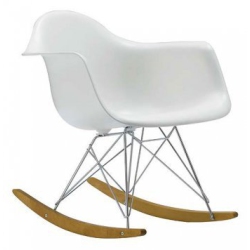 NICER INTERIOR Furniture® Eames Style Molded Modern Plastic Rocking Armchair- In White