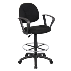 NICER INTERIOR Furniture® Drafting Stool With Foot Ring And Loop Arms In Fabric Drafting Chair In Black