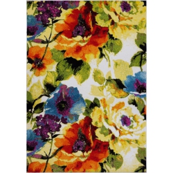 LA DOLE RUGS Ladole Rugs Contemporary Painting Flowers Area Rug In Multicolor 8X11