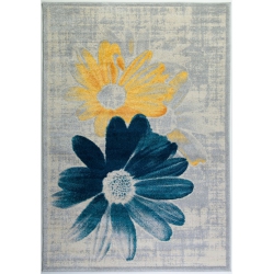 LA DOLE RUGS Ladole Rugs Floral Pattern Mat Doormat In Yellow, 2' X 3'3" In Teal