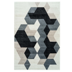 LA DOLE RUGS Ladole Rugs Machine Made Sultan Geometric Area Rug In Grey, 7X10 In Black