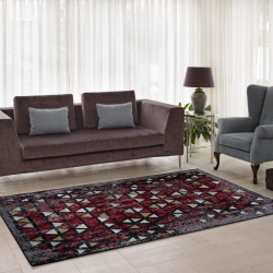 LA DOLE RUGS Ladole Rugs Diamond Geometric Europe Area Rug In Black Beige, 7X10 In Red