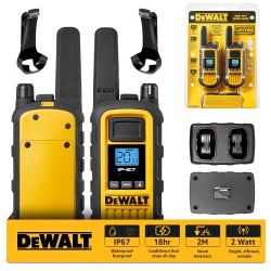 DEWALT 2 Dxfrs800 Walkie Talkies-2 Watt, Heavy Duty, Waterproof, Shock Resistant, Long Range & Rechargeable Two Way Radio \w Vox, 2 Pack Of Radios