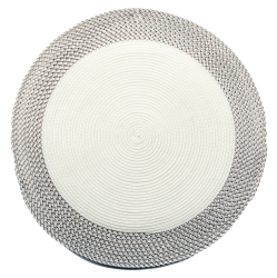 KOZY NICHE Vinyl Round Placemat With Border (White)(Set Of 12)