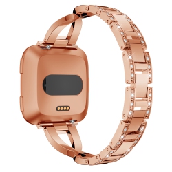 STRAPSCO Alloy Watch Bracelet Band Strap With Rhinestones for Fitbit Versa - Rose In Gold