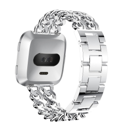 STRAPSCO Alloy Chain Link Watch Bracelet Band Strap for Fitbit Versa - In Silver