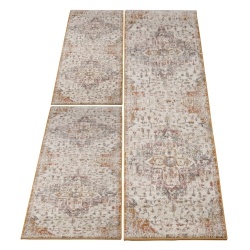 LA DOLE RUGS Cream Blue Ottoman Antique Traditional Durable Indoor Runner Rug Carpet 3X10 Size 2'7" X 9'10" (80Cm X 300Cm) In Red