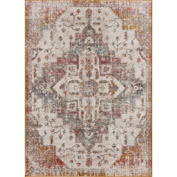 LA DOLE RUGS Cream Blue Ottoman Antique Traditional Durable Indoor Area Rug Carpet 7X9 Size 6'7" X 9'2" (200Cm X 280Cm) In Red