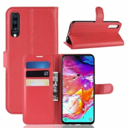 CSMART [Cs] Samsung A70 / A70S Case, Magnetic Leather Folio Wallet Flip Case Cover With Card Slot In Red
