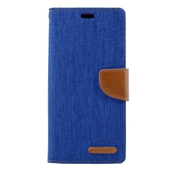 GOOSPERY Topsave Canvas [Magnetic] Card Holder With Kickstand Folio Wallet Flip for Samsung Galaxy S7 In Blue