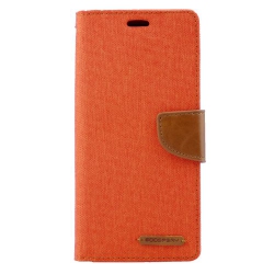 GOOSPERY Topsave Canvas [Magnetic] Card Holder With Kickstand Folio Wallet Flip for Samsung Galaxy S7 In Orange