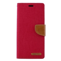 GOOSPERY Topsave Canvas [Magnetic] Card Holder With Kickstand Folio Wallet Flip for Samsung Galaxy S7 In Red