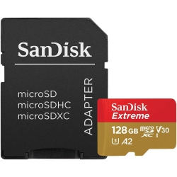SANDISK 128GB Extreme Microsdxc Uhs-I Memory Card With Adapter - C10, U3, V30, 4K, A2, Micro Sd - Sdsqxa1-128G-Gn6Ma