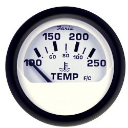 FARIA BEEDE Faria Euro 2" Water Temperature Gauge (100-250°F) In White