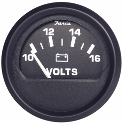 FARIA BEEDE Faria Euro 2" Voltmeter (10-16 Vdc) In Black