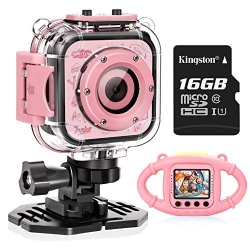 HLD K3 Kids Camera, 1080P Supported Waterproof Video Camera W/ 16GB Memory Card, Extra Kid-Proof Silicon Case