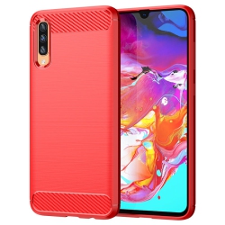 PANDACO Brushed Metal Case for Samsung Galaxy A70 In Red