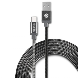 ROCKSTONE Pet Proof Metal Braided Type C Cable - 1.2 Meter - In Silver