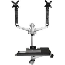 STARTECH Wall Mounted Computer Workstation - Premium - Articulating Dual Monitor Arm - Keyboard Arm - Wall Mount Sit