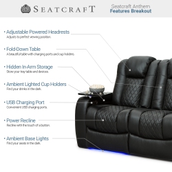 Seatcraft republic leather home theater seating power discount sofa