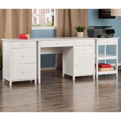 Delta Computer Desk with File Cabinet & Printer Table - White