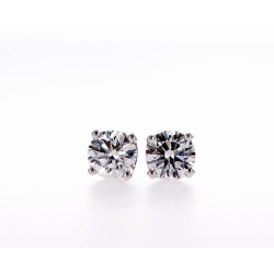 MYDIAMOND 14K Gold Round Diamond Stud Earrings (0.50Ctw)-14K Gold In White