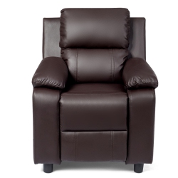 COSTWAY Pu Leather Kids Recliner With Armrest & Headrest Lounge 3 Color