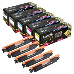 PRINTOXE ® 130A Compatible \w HP - Set + Bk = 5 Toner Cartridges ; 2 Black Cf350A, Cyan Cf351A Cf352A & Magenta Cf353A for Laserjet Pro Mfp M176