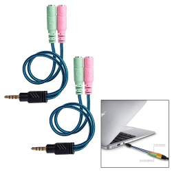 HLD 2PCs Headset Splitter Cable for PC Ps4 Mac 3.5MM Jack Headphones Adapter Convertors W/mic (One Male to Two Female)