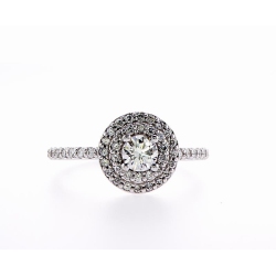 MYDIAMOND 14K Double Halo Bridal Engagement 0.65Ctw Diamond Ring- Size 6 In Multicolor
