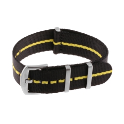 STRAPSCO Premium Woven Nylon Seat Belt Nato Watch Band Strap - 20MM - Black & In Yellow