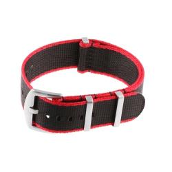 STRAPSCO Premium Woven Nylon Seat Belt Nato Watch Band Strap - 20MM - & Black In Red
