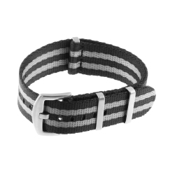 STRAPSCO Premium Woven Nylon Seat Belt Nato Watch Band Strap - 22MM - & Grey In Black