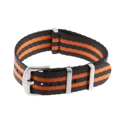 STRAPSCO Premium Woven Nylon Seat Belt Nato Watch Band Strap - 20MM - Black & In Orange
