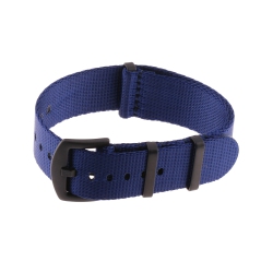 STRAPSCO Premium Woven Nylon Seat Belt Nato Watch Band Strap With Black Buckle - 22MM - Dark In Blue