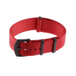 STRAPSCO Premium Woven Nylon Seat Belt Nato Watch Band Strap With Black Buckle - 22MM - In Red