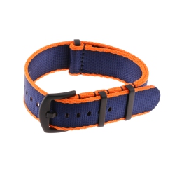 STRAPSCO Premium Woven Nylon Seat Belt Nato Watch Band Strap With Black Buckle - 20MM - & Navy Blue In Orange