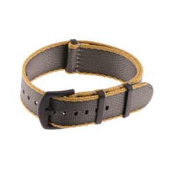 STRAPSCO Premium Woven Nylon Seat Belt Nato Watch Band Strap With Buckle - 22MM - Khaki & Dark Grey In Black