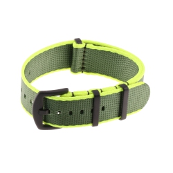 STRAPSCO Premium Woven Nylon Seat Belt Nato Watch Band Strap With Black Buckle - 22MM - & Army Green In Yellow