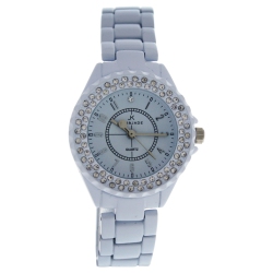 KIM & JADE 2033L-Ww Stainless Steel Bracelet Watch By Kim And Jade for Women - 1 PC Watch In White