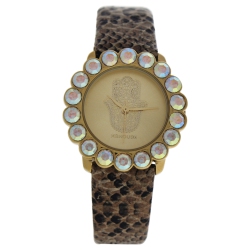 MANOUSH Mshscgl Scarlett - Crocodile Leather Strash Watch By for Women - 1 PC Watch In Gold